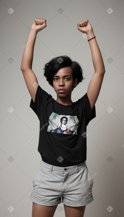 African adult non-binary with  black hair