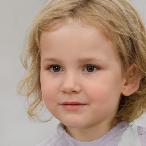 Neutral white child female with medium  brown hair and brown eyes