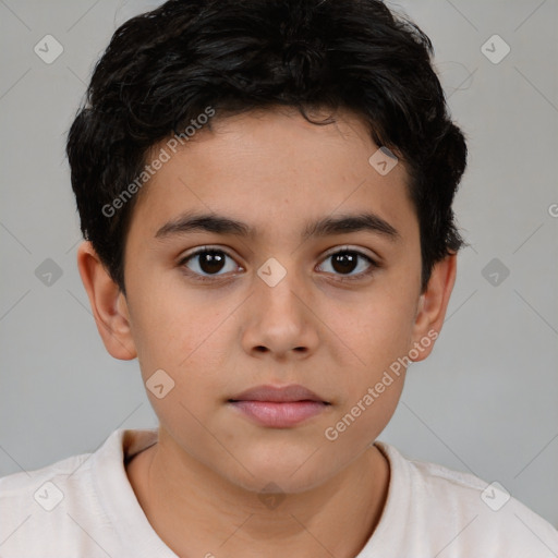 Neutral white child male with short  brown hair and brown eyes