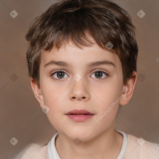 Neutral white child male with short  brown hair and brown eyes