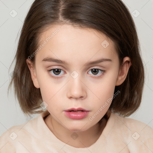 Neutral white child female with medium  brown hair and brown eyes