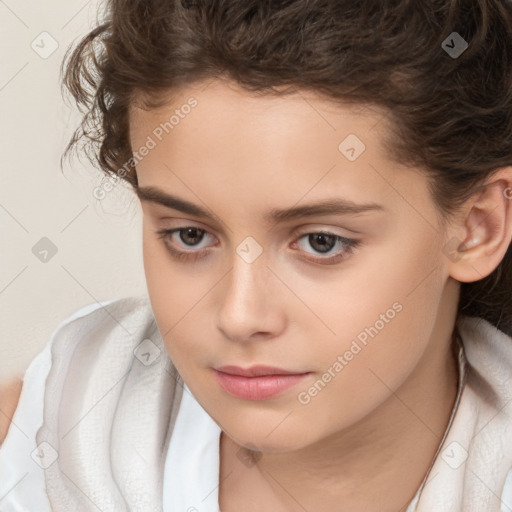 Neutral white child female with medium  brown hair and brown eyes