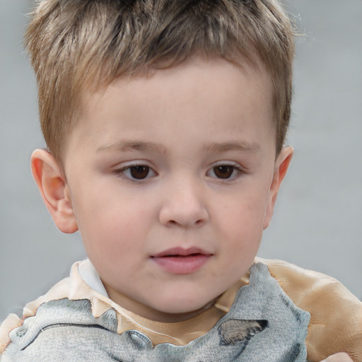 Neutral white child male with short  brown hair and grey eyes