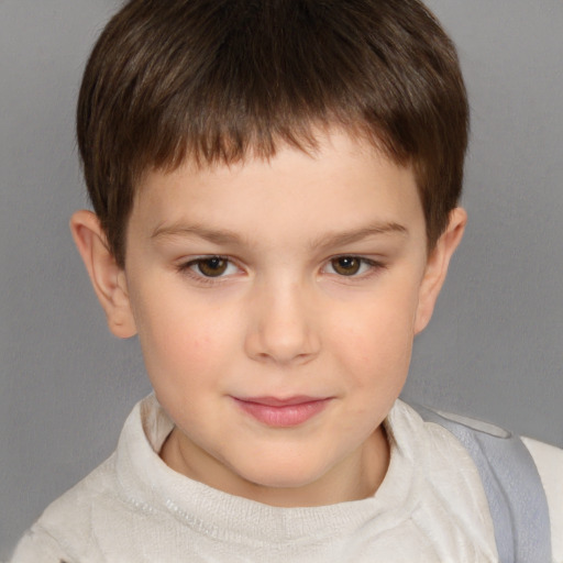 Neutral white child male with short  brown hair and brown eyes