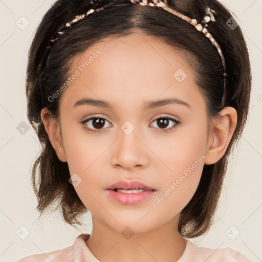 Neutral white child female with medium  brown hair and brown eyes