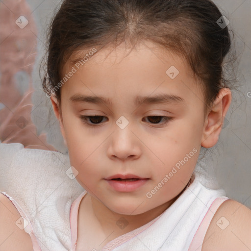 Neutral white child female with medium  brown hair and brown eyes