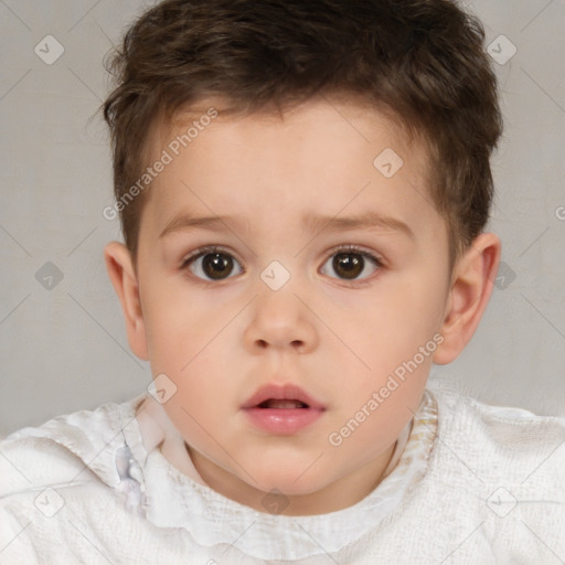 Neutral white child male with short  brown hair and brown eyes
