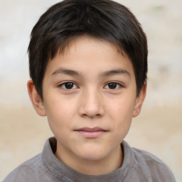 Neutral white child male with short  brown hair and brown eyes