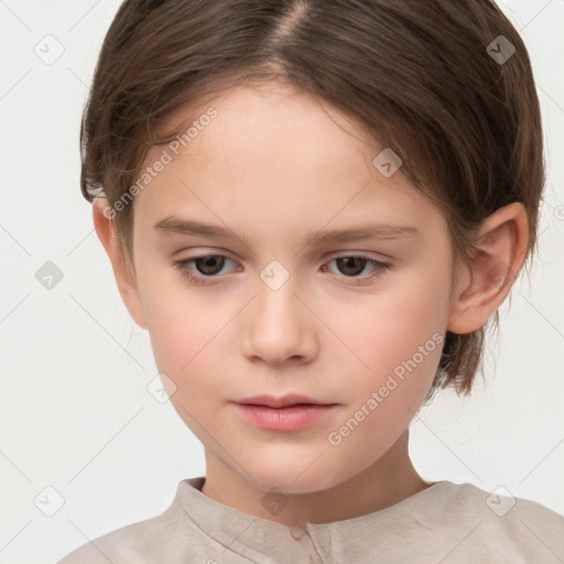 Neutral white child female with short  brown hair and brown eyes