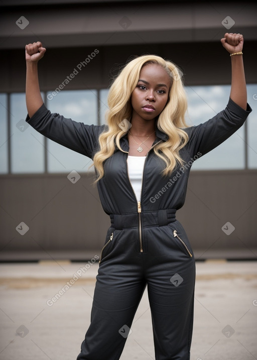 African american adult female with  blonde hair