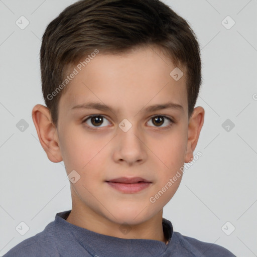 Neutral white child male with short  brown hair and brown eyes