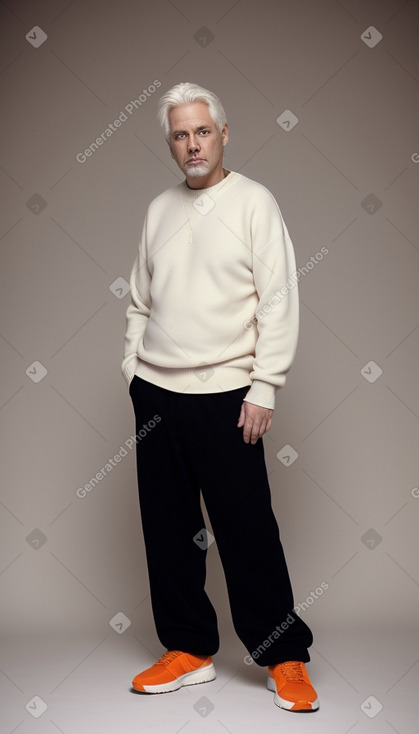 Canadian middle-aged male with  white hair