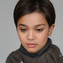 Neutral white child female with short  brown hair and brown eyes