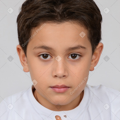 Neutral white child female with short  brown hair and brown eyes