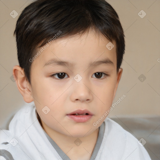 Neutral white child male with short  brown hair and brown eyes