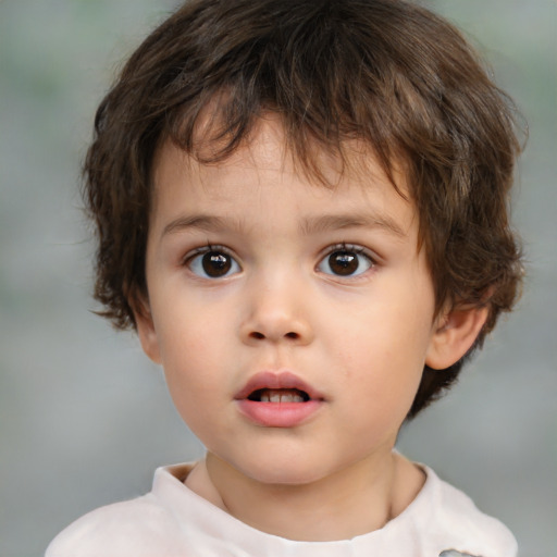 Neutral white child male with medium  brown hair and brown eyes