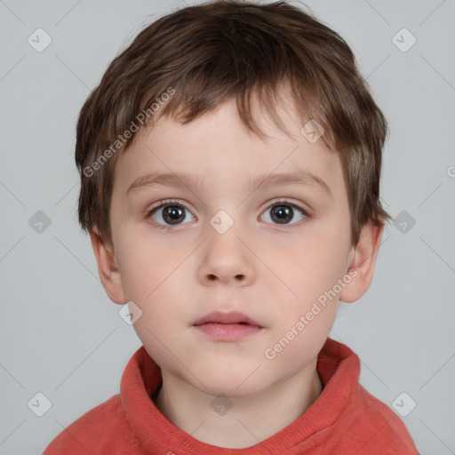 Neutral white child male with short  brown hair and brown eyes