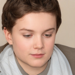 Neutral white young-adult female with short  brown hair and brown eyes