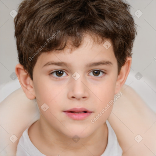 Neutral white child male with short  brown hair and brown eyes