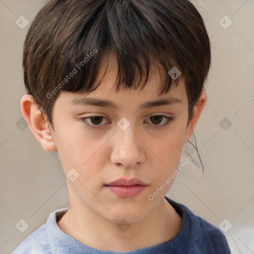 Neutral white child female with short  brown hair and brown eyes