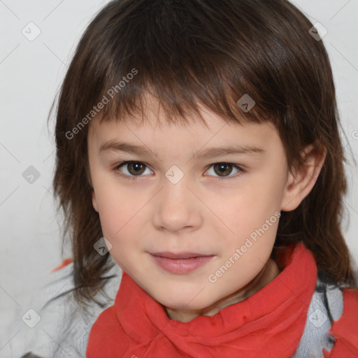 Neutral white child female with medium  brown hair and brown eyes