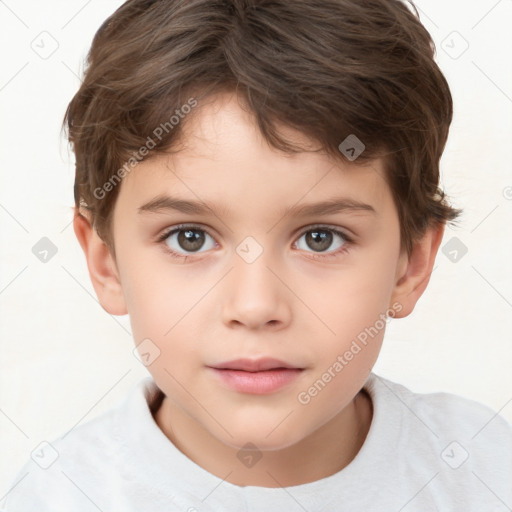 Neutral white child male with short  brown hair and brown eyes