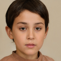 Neutral white young-adult female with short  brown hair and brown eyes