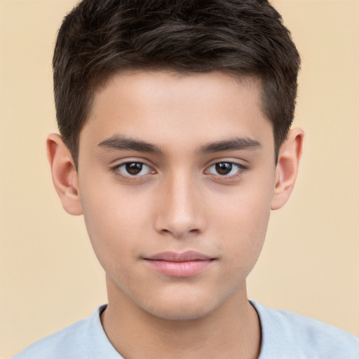 Neutral white child male with short  brown hair and brown eyes