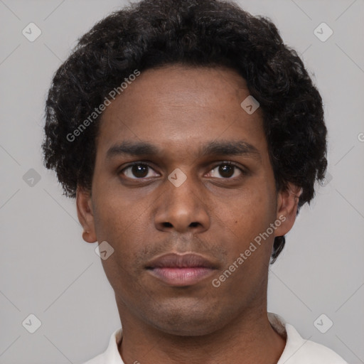 Neutral black young-adult male with short  brown hair and brown eyes