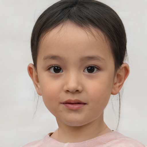 Neutral white child female with medium  brown hair and brown eyes