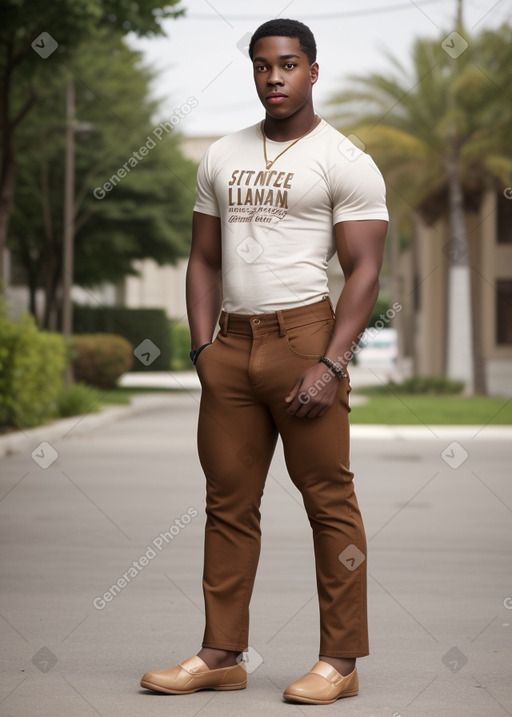 African american young adult male with  brown hair