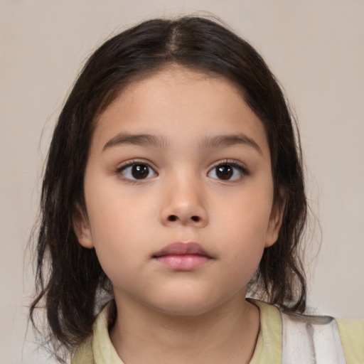 Neutral white child female with medium  brown hair and brown eyes