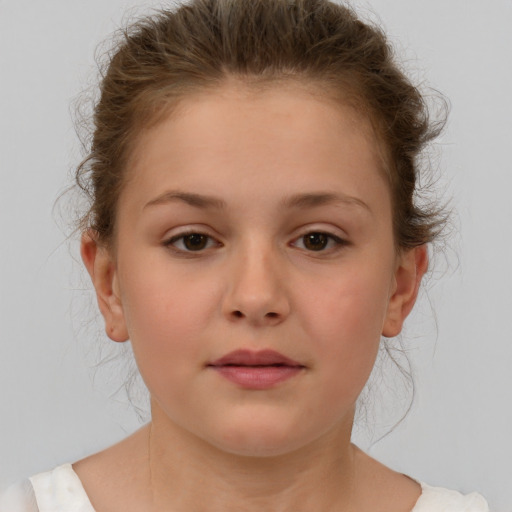 Neutral white child female with medium  brown hair and brown eyes