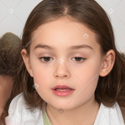 Neutral white child female with medium  brown hair and brown eyes