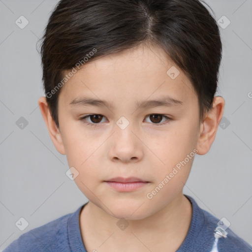 Neutral white child male with short  brown hair and brown eyes