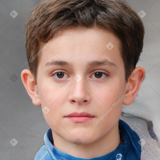 Neutral white child male with short  brown hair and brown eyes