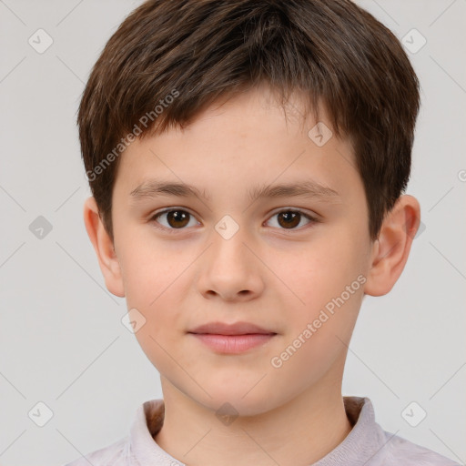 Neutral white child male with short  brown hair and brown eyes