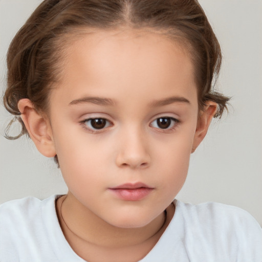 Neutral white child female with short  brown hair and brown eyes