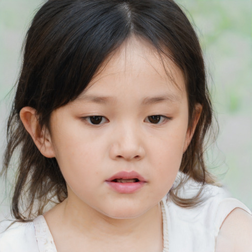 Neutral asian child female with medium  brown hair and brown eyes