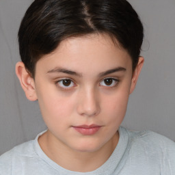Neutral white young-adult female with short  brown hair and brown eyes