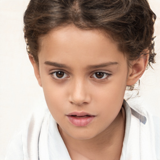 Neutral white child female with medium  brown hair and brown eyes