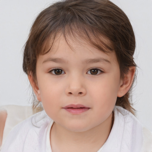 Neutral white child female with medium  brown hair and brown eyes