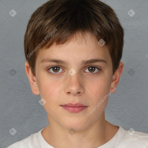 Neutral white child male with short  brown hair and brown eyes