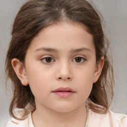 Neutral white child female with medium  brown hair and brown eyes