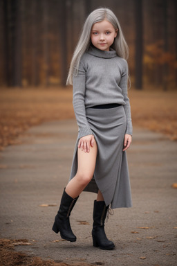 Latvian child girl with  gray hair