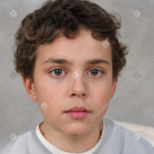 Neutral white child male with short  brown hair and brown eyes