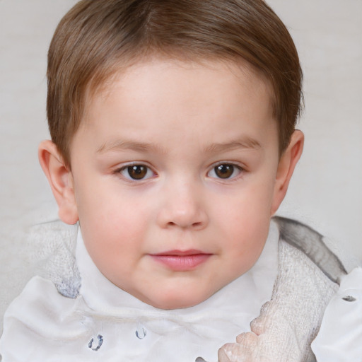 Neutral white child female with short  brown hair and brown eyes