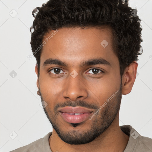 Neutral black young-adult male with short  brown hair and brown eyes