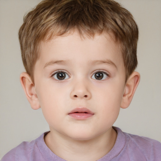 Neutral white child male with short  brown hair and brown eyes