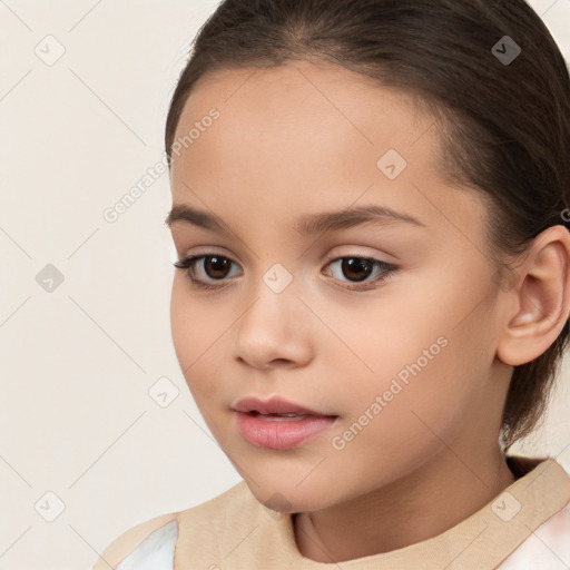 Neutral white child female with medium  brown hair and brown eyes